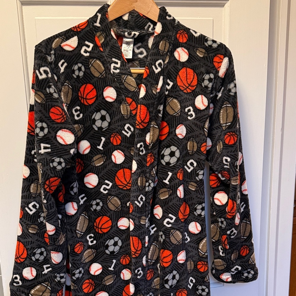 Joe Boxer Gray and Orange Sports Fleece Robe